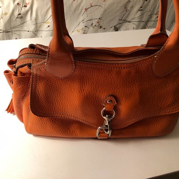 Cole Haan Orange Pebble Leather Satchel - Picture 3 of 8